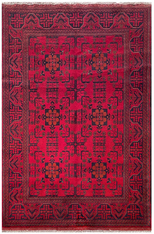 25388- Khal Mohammad Afghan Hand-Knotted Authentic/Traditional/Carpet/Rug/ Size: 6'6" x 4'3"