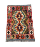 25338- Kelim Hand-Woven/Flat Weaved/Handmade Afghan Rug/Carpet Tribal/Nomadic Authentic/Size: 2'11" x 2'0"