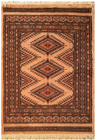 25080- Jaldar Hand-knotted/Handmade Pakistani Rug/Carpet Traditional Authentic/Size: 2'11" x 2'2"/89cm x 66cm