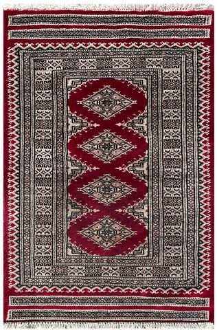 25076- Jaldar Hand-knotted/Handmade Pakistani Rug/Carpet Traditional Authentic/Size: 3'2" x 2'1"