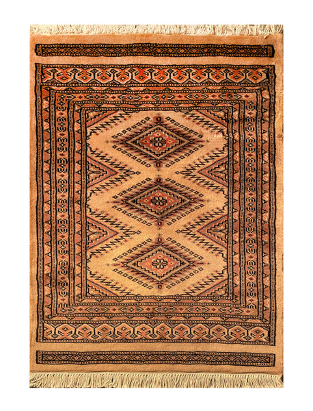 25101- Jaldar Hand-knotted/Handmade Pakistani Rug/Carpet Traditional Authentic/Size: 3'0" x 2'1"