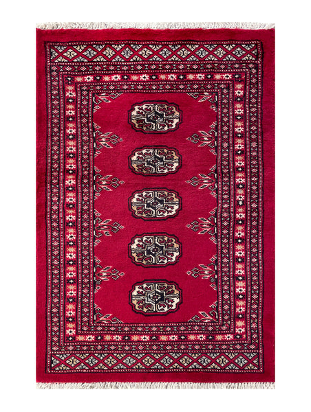 25065-Bokhara Hand-Knotted/Handmade Pakistani Rug/Carpet Tribal/Nomadic Authentic/ Size: 3'1" x 2'0"