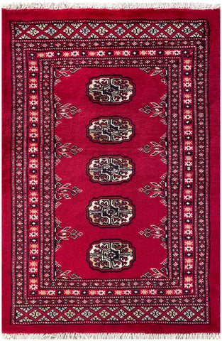 25065-Bokhara Hand-Knotted/Handmade Pakistani Rug/Carpet Tribal/Nomadic Authentic/ Size: 3'1" x 2'0"/94cm x 61cm