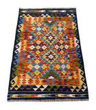25107- Kelim Hand-Woven/Flat Weaved/Handmade Afghan Rug/Carpet Tribal/Nomadic Authentic/Size: 3'11" x 2'9"