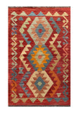 25125- Kelim Hand-Woven/Flat Weaved/Handmade Afghan Rug/Carpet Tribal/Nomadic Authentic/Size: 4'0" x 2'4"