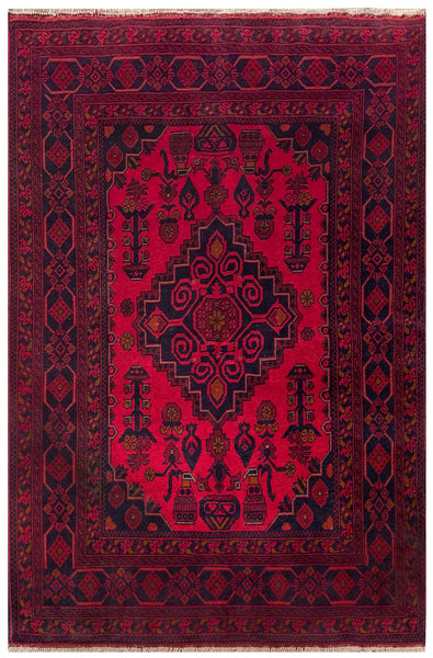 25376- Khal Mohammad Afghan Hand-Knotted Authentic/Traditional/Carpet/Rug/ Size: 6'4" x 4'2"