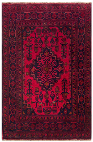 25376- Khal Mohammad Afghan Hand-Knotted Authentic/Traditional/Carpet/Rug/ Size: 6'4" x 4'2"