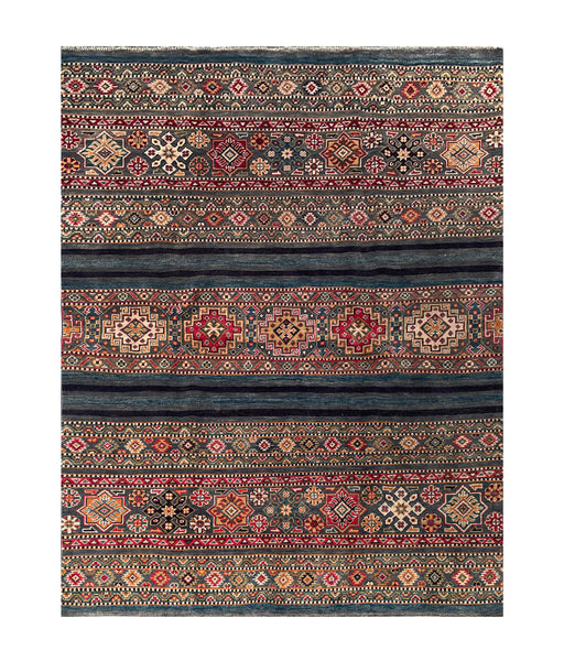 25279-Kazak Hand-Knotted/Handmade Afghan Rug/Carpet Tribal/Nomadic Authentic/ Size: 6’4” x 5’0”