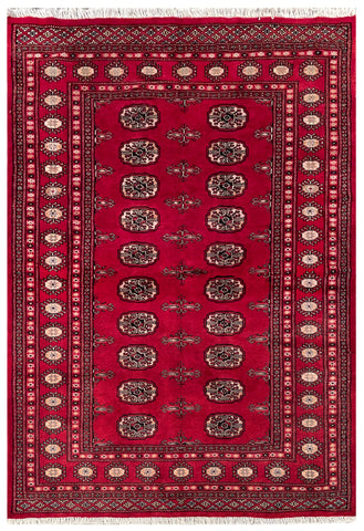 25225-Bokhara Hand-Knotted/Handmade Pakistani Rug/Carpet Tribal/Nomadic Authentic/ Size: 5'11" x 4'1"