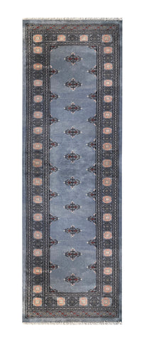 25227-Bokhara Hand-Knotted/Handmade Pakistani Rug/Carpet Tribal/Nomadic Authentic/ Size: 7'8" x 2'7"