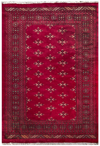 25051-Royal Bokhara Hand-Knotted/Handmade Pakistani Rug/Carpet Tribal/Nomadic Authentic/ Size/: 6'10" x 4'7"/208cm x 140cm