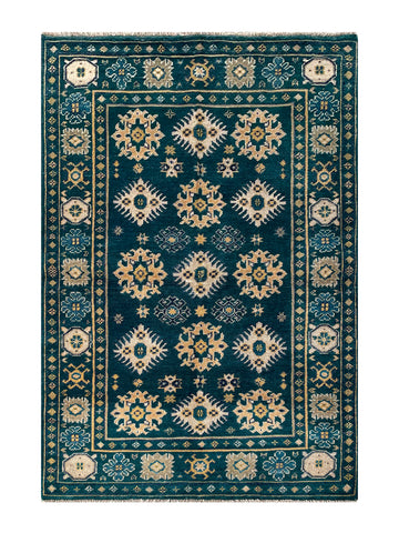 25257-Kazak Hand-Knotted/Handmade Afghan Rug/Carpet Tribal/Nomadic Authentic/ Size: 4’10” x 3’4”