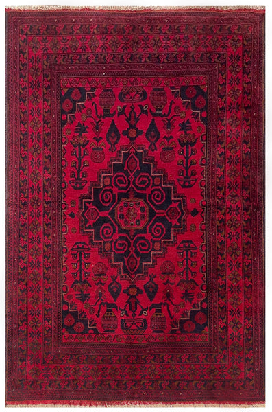 25383- Khal Mohammad Afghan Hand-Knotted Authentic/Traditional/Carpet/Rug/ Size: 6'6" x 4'2"