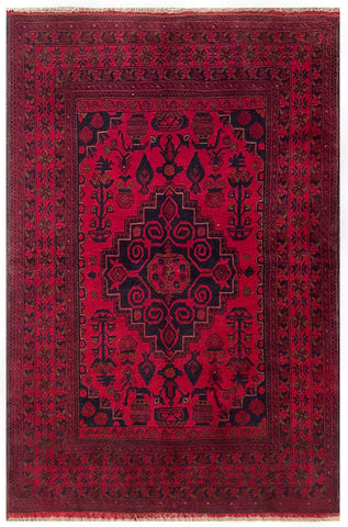 25383- Khal Mohammad Afghan Hand-Knotted Authentic/Traditional/Carpet/Rug/ Size: 6'6" x 4'2"