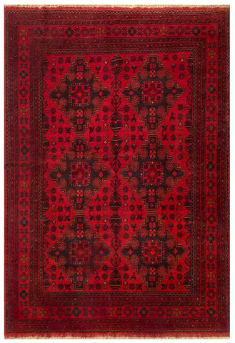 25377- Khal Mohammad Afghan Hand-Knotted Authentic/Traditional/Carpet/Rug/ Size: 6'6" x 4'4"