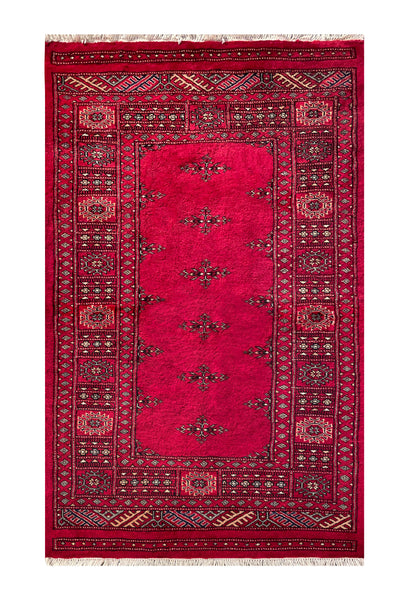 25240-Royal Bokhara Hand-Knotted/Handmade Pakistani Rug/Carpet Tribal/Nomadic Authentic/ Size: 5'1" x 3'1"
