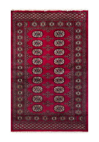 25203-Bokhara Hand-Knotted/Handmade Pakistani Rug/Carpet Tribal/Nomadic Authentic/ Size: 5'1" x 3'1"