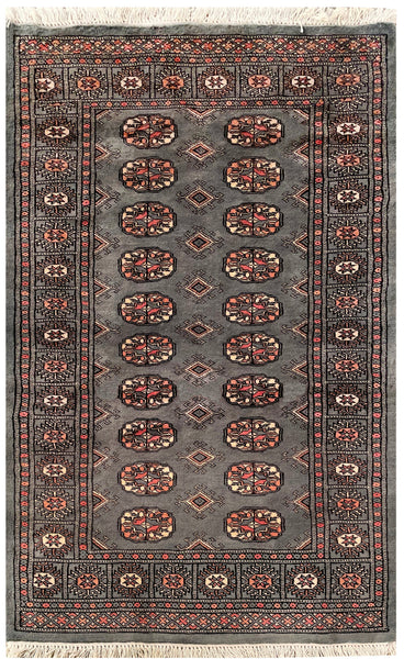 25302-Bokhara Hand-Knotted/Handmade Pakistani Rug/Carpet Tribal/Nomadic Authentic/ Size: 5'3" x 3'1"