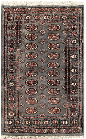 25302-Bokhara Hand-Knotted/Handmade Pakistani Rug/Carpet Tribal/Nomadic Authentic/ Size: 5'3" x 3'1"