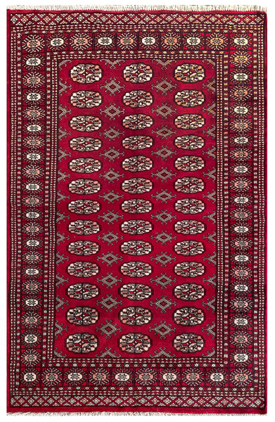 25224-Bokhara Hand-Knotted/Handmade Pakistani Rug/Carpet Tribal/Nomadic Authentic/ Size: 5'11" x 3'10"