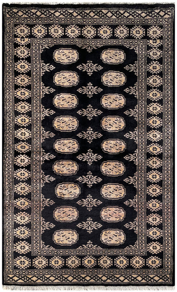 25210-Bokhara Hand-Knotted/Handmade Pakistani Rug/Carpet Tribal/Nomadic Authentic/ Size: 5'3" x 3'1"