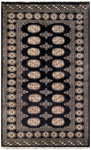 25210-Bokhara Hand-Knotted/Handmade Pakistani Rug/Carpet Tribal/Nomadic Authentic/ Size: 5'3" x 3'1"