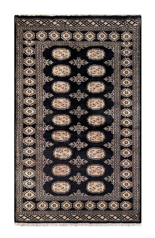 25210-Bokhara Hand-Knotted/Handmade Pakistani Rug/Carpet Tribal/Nomadic Authentic/ Size: 5'3" x 3'1"