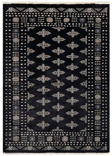 25220-Bokhara Hand-Knotted/Handmade Pakistani Rug/Carpet Tribal/Nomadic Authentic/ Size: 5'9" x 4'0"