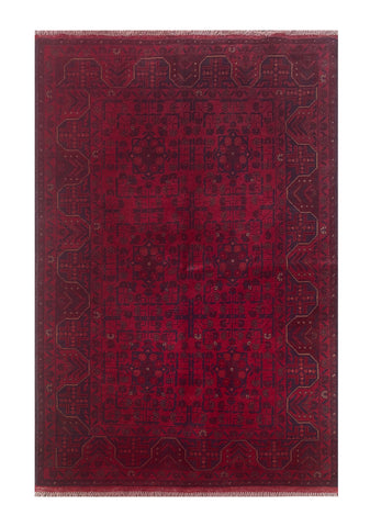 25386- Khal Mohammad Afghan Hand-Knotted Authentic/Traditional/Carpet/Rug/ Size: 6'5" x 4'2"