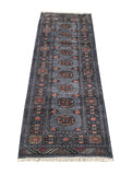 25056-Royal Bokhara Hand-Knotted/Handmade Pakistani Rug/Carpet Tribal/Nomadic Authentic/ Size: 6'8" x 2'8"/203cm x 81cm