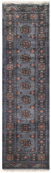 25056-Royal Bokhara Hand-Knotted/Handmade Pakistani Rug/Carpet Tribal/Nomadic Authentic/ Size: 6'8" x 2'8"/203cm x 81cm