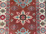 25285-Kazak Hand-Knotted/Handmade Afghan Rug/Carpet Tribal/Nomadic Authentic/ Size: 9’8” x 2’9”