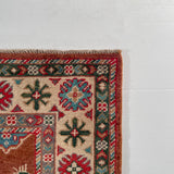 25285-Kazak Hand-Knotted/Handmade Afghan Rug/Carpet Tribal/Nomadic Authentic/ Size: 9’8” x 2’9”