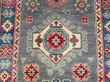 25284-Kazak Hand-Knotted/Handmade Afghan Rug/Carpet Tribal/Nomadic Authentic/ Size: 9’8” x 2’9”