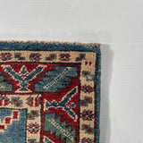 25261-Kazak Hand-Knotted/Handmade Afghan Rug/Carpet Tribal/Nomadic Authentic/ Size: 5’10” x 2’0”