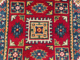 25268-Kazak Hand-Knotted/Handmade Afghan Rug/Carpet Tribal/Nomadic Authentic/ Size: 5’7” x 2’1”