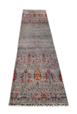 25023- Chobi Ziegler Afghan/Handmade/Hand-Knotted Contemporary/Traditional/Size: 10'2" x 2'9"/310cm x 84cm