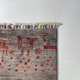 25023- Chobi Ziegler Afghan/Handmade/Hand-Knotted Contemporary/Traditional/Size: 10'2" x 2'9"/310cm x 84cm