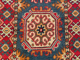 25272-Kazak Hand-Knotted/Handmade Afghan Rug/Carpet Tribal/Nomadic Authentic/ Size: 6’7” x 2’1”