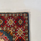 25272-Kazak Hand-Knotted/Handmade Afghan Rug/Carpet Tribal/Nomadic Authentic/ Size: 6’7” x 2’1”