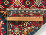 25272-Kazak Hand-Knotted/Handmade Afghan Rug/Carpet Tribal/Nomadic Authentic/ Size: 6’7” x 2’1”