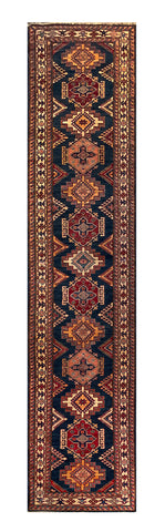24999-Royal Kazak Hand-Knotted/Handmade Afghan Rug/Carpet Tribal/Nomadic Authentic/ Size/: 13’0” x 2’9”/396cm x 84cm