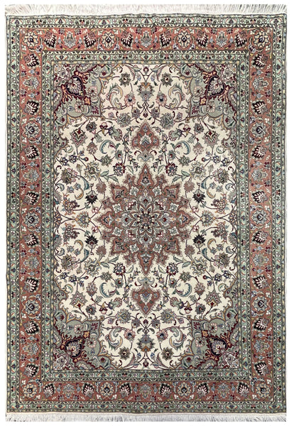 21466-Tabriz Hand-knotted/Handmade Persian Rug/Carpet Traditional Authentic/ Size: 6'10" x 4'11"