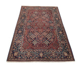 22101b-Kashan Hand-Knotted/Handmade Persian Rug/Antique-1930/Carpet Traditional/Authentic/Size: 6'6" x 4'3"