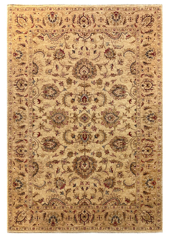 20674 -Chobi Ziegler Hand-knotted/Handmade Afghan Rug/Carpet Traditional Authentic/ Size: 7'7" x 5'8"