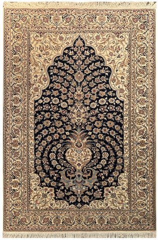 18464-Nain Handmade/Hand-Knotted Rug/Carpet Traditonal Authentic/ Size: 6'9" x 4'2"