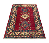 17858-Kazak Hand-Knotted/Handmade Afghan Rug/Carpet Tribal/Nomadic Authentic 5’1” x 3’9”