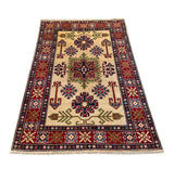21979 - Kazak Hand-Knotted/Handmade Afghan Rug/Carpet Tribal/ Nomadic/Authentic/Size: 5'0" x 3'3"