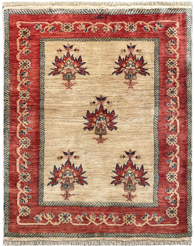 15522-Lori Gabbeh Hand-Knotted/Handmade Persian Rug/Carpet Tribal/ Nomadic/Authentic/ Size: 4'2" x 3'3"