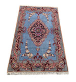 15031 - Isfahan Persian Hand-Knotted Authentic/Traditional Carpet/Rug Silk-made/ Size: 4'0" x 2'7"